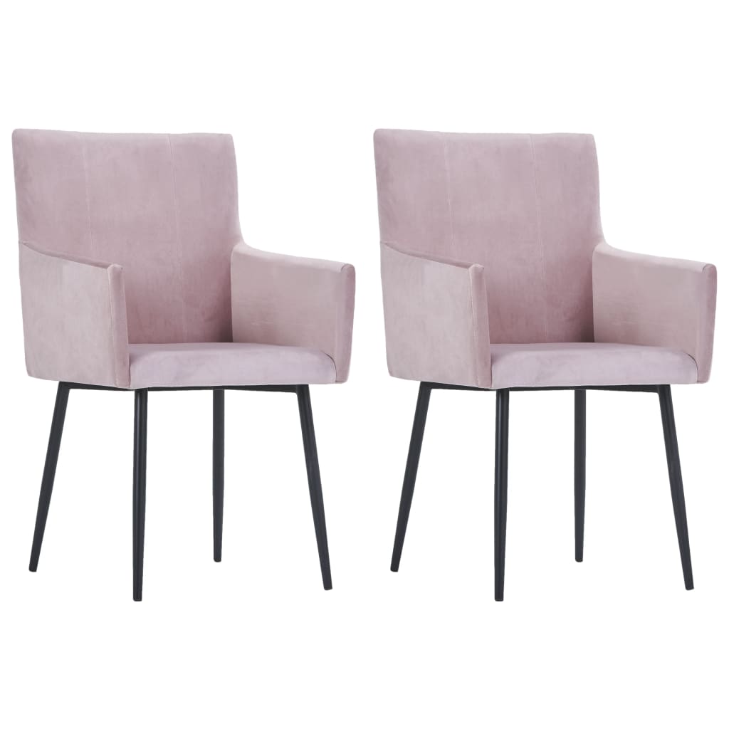 Set 2 scaune bucatarie, vidaXL, Textil/Otel, 52 x 59,5 x 93 cm, Roz