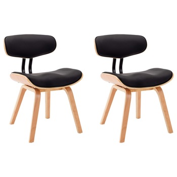Set de 2 scaune bucatarie / living, vidaXL, Negru, Lemn / Piele ecologica, 51,5 x 54 x 78cm