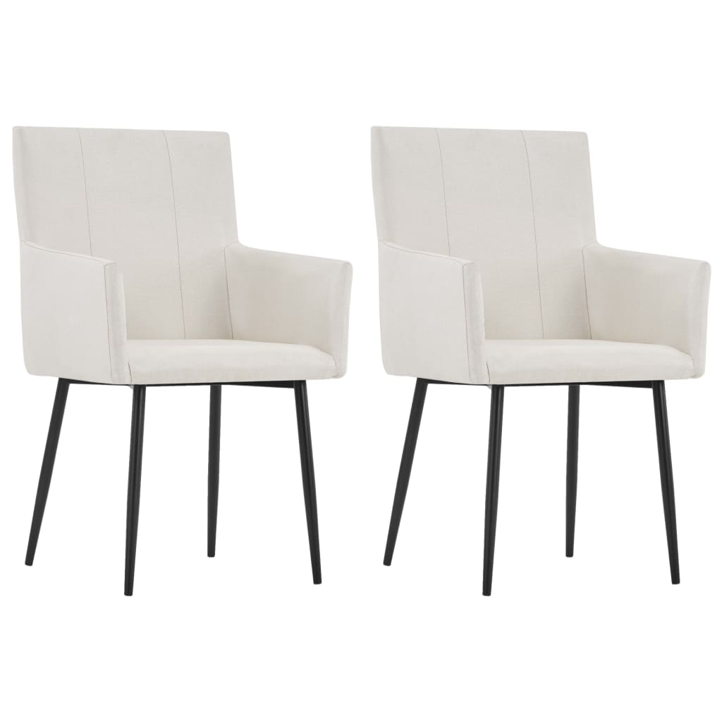 Set scaune de bucatarie cu brate, 2 buc, crem, material textil 281842