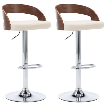 Set de 2 scaune de bar, inaltime reglabila, vidaXL, 46,5 x 45 x (80 - 100,5)cm, Maro, Lemn curbat Set de 2 scaune de bar, inaltime reglabila, vidaXL, 46,5 x 45 x (80 - 100,5)cm, Maro, Lemn curbat