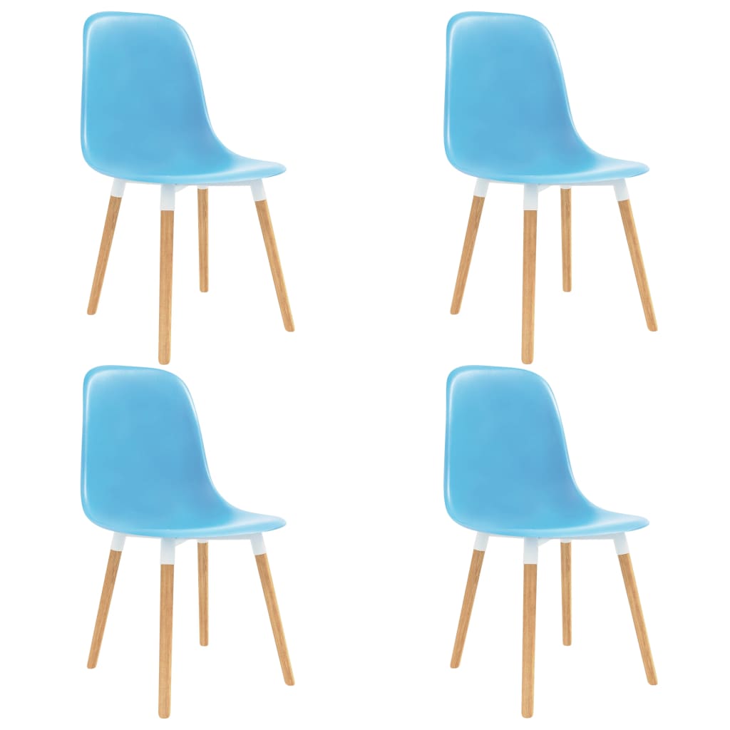 Set 4 scaune bucatarie, vidaXL, Plastic/Lemn, 47 x 50,5 x 83 cm, Albastru
