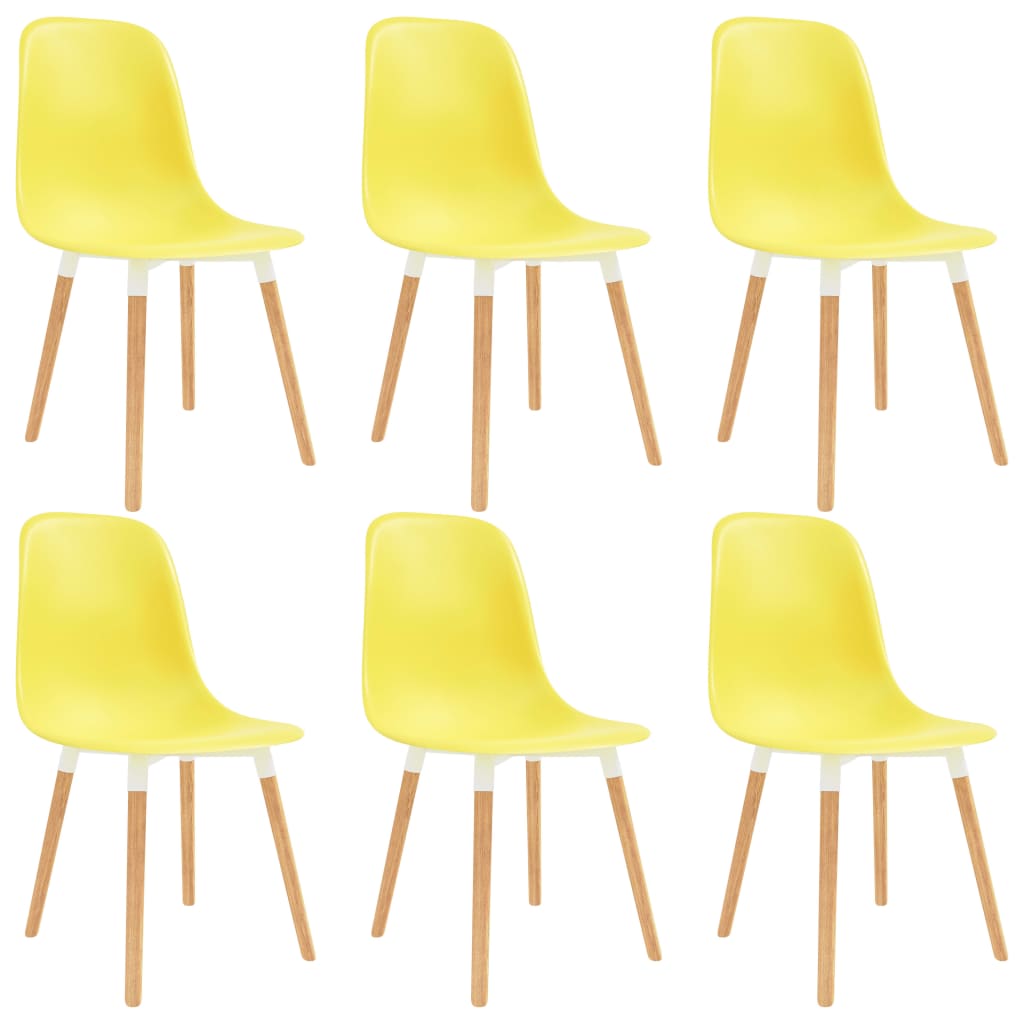 Set 6 scaune bucatarie, vidaXL, Plastic/Lemn, 47 x 50,5 x 83 cm, Galben