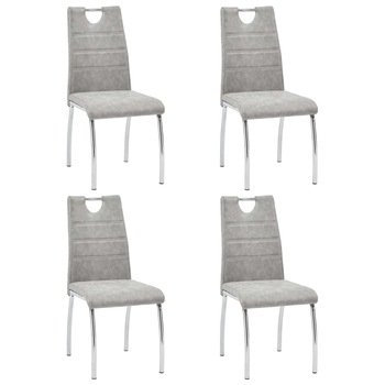 Set 4 scaune de bucatarie vidaXL, Piele artificiala, 45 x 60 x 94 cm Gri deschis Set 4 scaune de bucatarie vidaXL, Piele artificiala, 45 x 60 x 94 cm Gri deschis