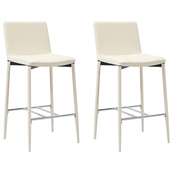 Set de 2 scaune de bar, vidaXL, Piele ecologica/Otel, 45 x 44 x 100 cm, Crem