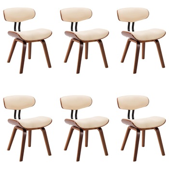 Set 6 scaune bucatarie, vidaXL, Piele artificiala/ lemn curbat, 51,5 x 54 x 78 cm, Crem Set 6 scaune bucatarie, vidaXL, Piele artificiala/ lemn curbat, 51,5 x 54 x 78 cm, Crem