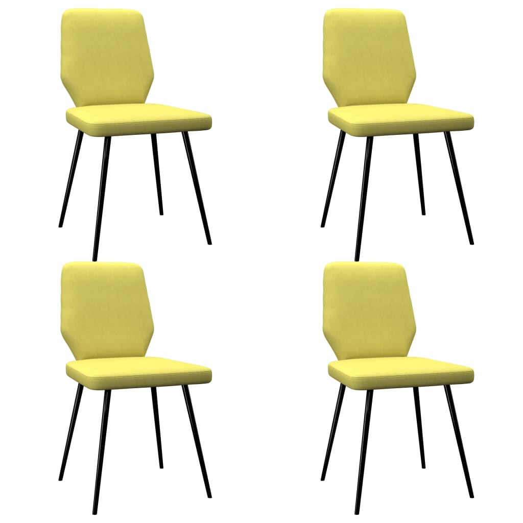 Set de 4 scaune de bucatarie, vidaXL, Textil/Metal/Lemn, 47 x 57 x 86 cm, Verde