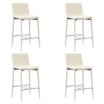 Set 4 scaune de bar, vidaXL, Piele ecologica/Otel, 45 x 44 x 100 cm, Crem