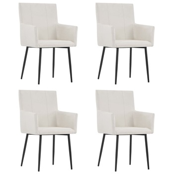 Set 4 scaune de bucatarie, vidaXL, Textil/Metal, 52 x 59,5 x 93 cm, Crem