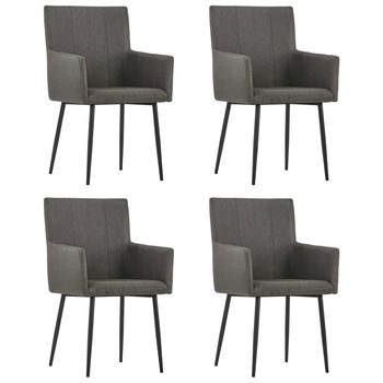Set 4 scaune de bucatarie, vidaXL, Textil/Metal, 52 x 59,5 x 93 cm, Gri