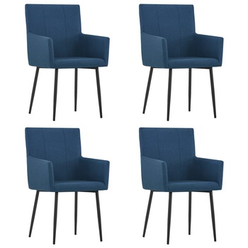 Set 4 scaune bucatarie, vidaXL, Textil/Metal, 52 x 59,5 x 93 cm, Albastru