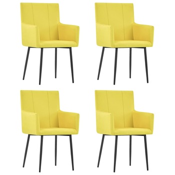 Set 4 scaune bucatarie, vidaXL, Textil/Metal, 52 x 59,5 x 93 cm, Galben