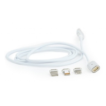 Cablu Magnetic USB Gembird, incarcator combo 3-in-1 , argintiu, 1 m  Cablu Magnetic USB Gembird, incarcator combo 3-in-1 , argintiu, 1 m