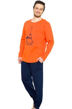 Pijama Barbati, Gazzaz by Vienetta, Model Oh Lala Orange Pijama Barbati, Gazzaz by Vienetta, Model Oh Lala Orange