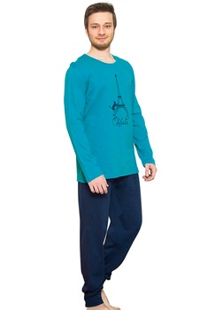 Pijama Barbati, Gazzaz by Vienetta, Model Oh Lala Turquise Pijama Barbati, Gazzaz by Vienetta, Model Oh Lala Turquise