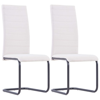 Set 2 scaune bucatarie, vidaXL, Textil/Metal, 42 x 53,5 x 99,5 cm, Crem