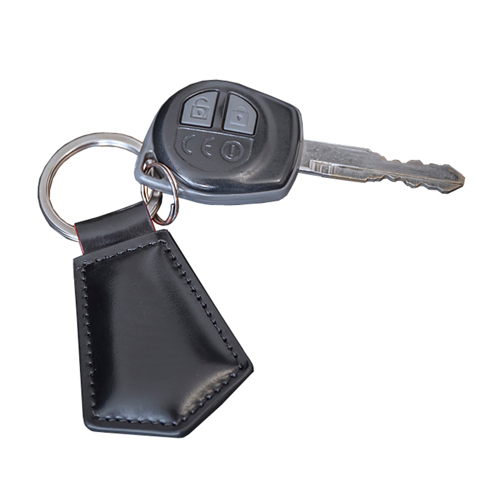 Breloc, piele naturala, Black, negru mat