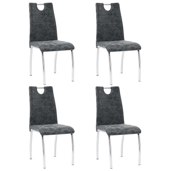 Set 4 scaune bucatarie, vidaXL, Piele ecologica/Metal, 45 x 60 x 94 cm, Negru Set 4 scaune bucatarie, vidaXL, Piele ecologica/Metal, 45 x 60 x 94 cm, Negru