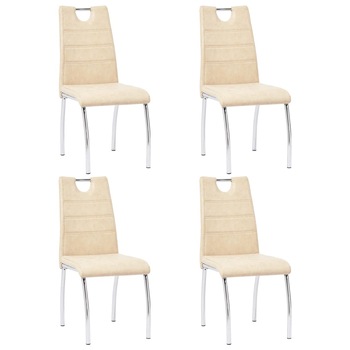 Set 4 scaune bucatarie, vidaXL, Piele ecologica/Metal, 45 x 60 x 94 cm, Crem Set 4 scaune bucatarie, vidaXL, Piele ecologica/Metal, 45 x 60 x 94 cm, Crem