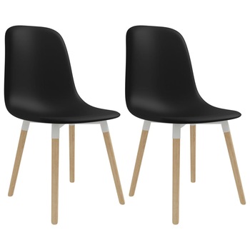 Set 2 scaune bucatarie, vidaXL, Plastic/Lemn, 47 x 50,5 x 83 cm, Negru Set 2 scaune bucatarie, vidaXL, Plastic/Lemn, 47 x 50,5 x 83 cm, Negru