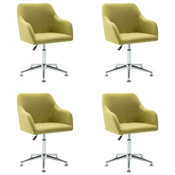 Set 4 scaune bucatarie, vidaXL,Textil/otel, 55 x 53 x (78-92) cm, Verde
