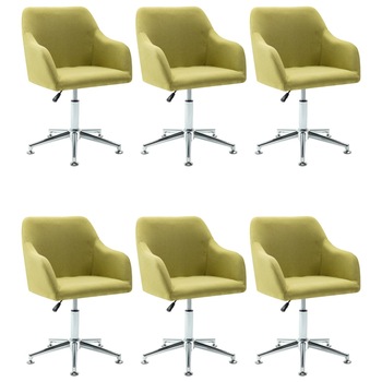 Set 6 scaune bucatarie, vidaXL,Textil/otel, 55 x 53 x (78-92) cm, Verde Set 6 scaune bucatarie, vidaXL,Textil/otel, 55 x 53 x (78-92) cm, Verde