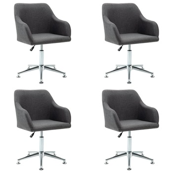 Set 4 scaune bucatarie, vidaXL,Textil/otel, 55 x 53 x (78-92) cm, Gri inchis Set 4 scaune bucatarie, vidaXL,Textil/otel, 55 x 53 x (78-92) cm, Gri inchis