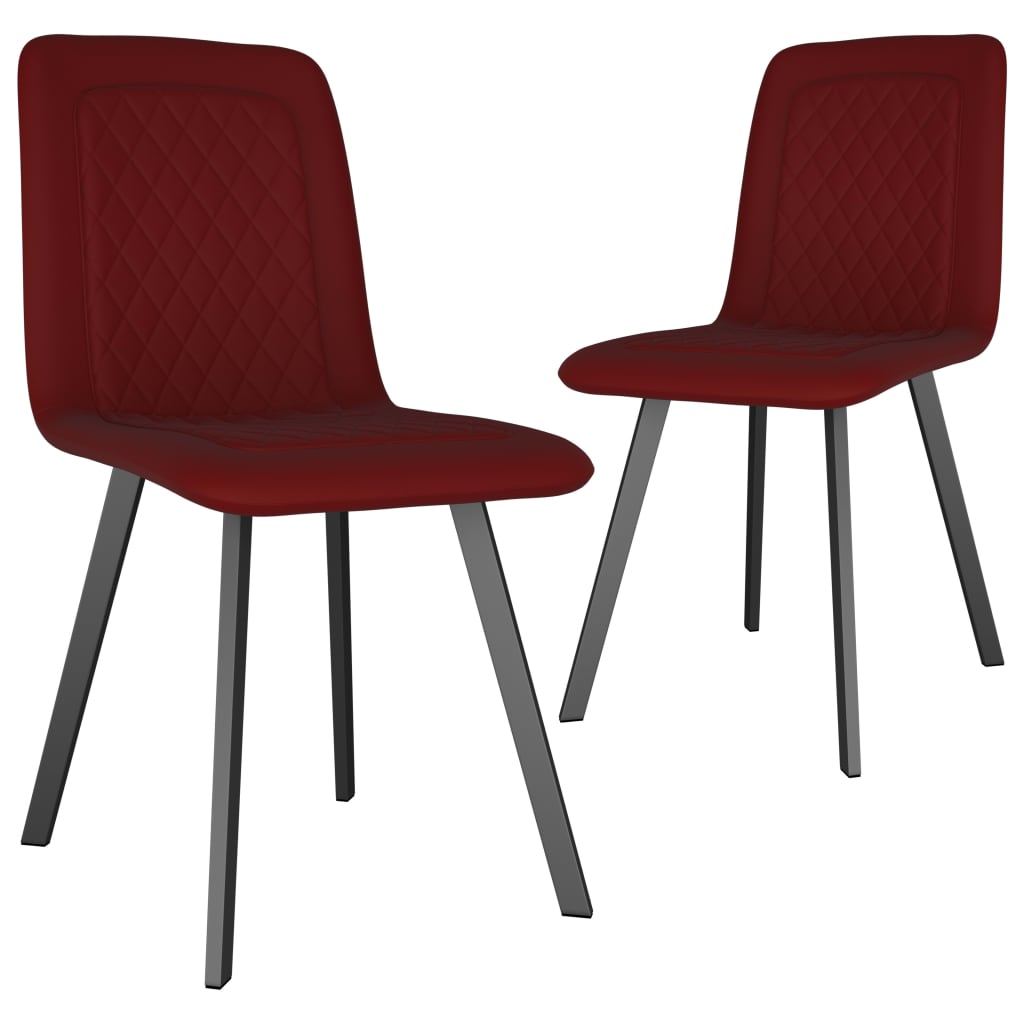 Set 2 scaune bucatarie, vidaXL, Catifea/Metal, 45 x 57,5 x 90 cm, Rosu