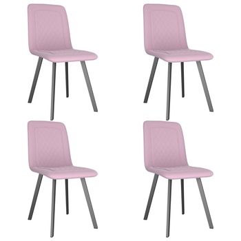 Set 4 scaune bucatarie vidaXL, Catifea/Metal, 45 x 57,5 x 90 cm, Roz