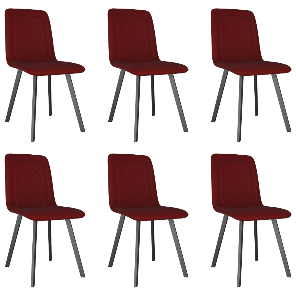 Set 6 scaune bucatarie vidaXL, Catifea/Metal, 44 x 58 x 87 cm, Grena