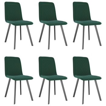 Set 6 scaune bucatarie vidaXL, Catifea/Metal, 44 x 58 x 87 cm, Verde