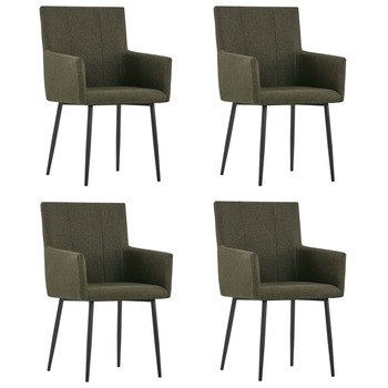 Set 4 scaune de bucatarie, vidaXL, Textil/Metal, 52 x 59,5 x 93 cm, Maro