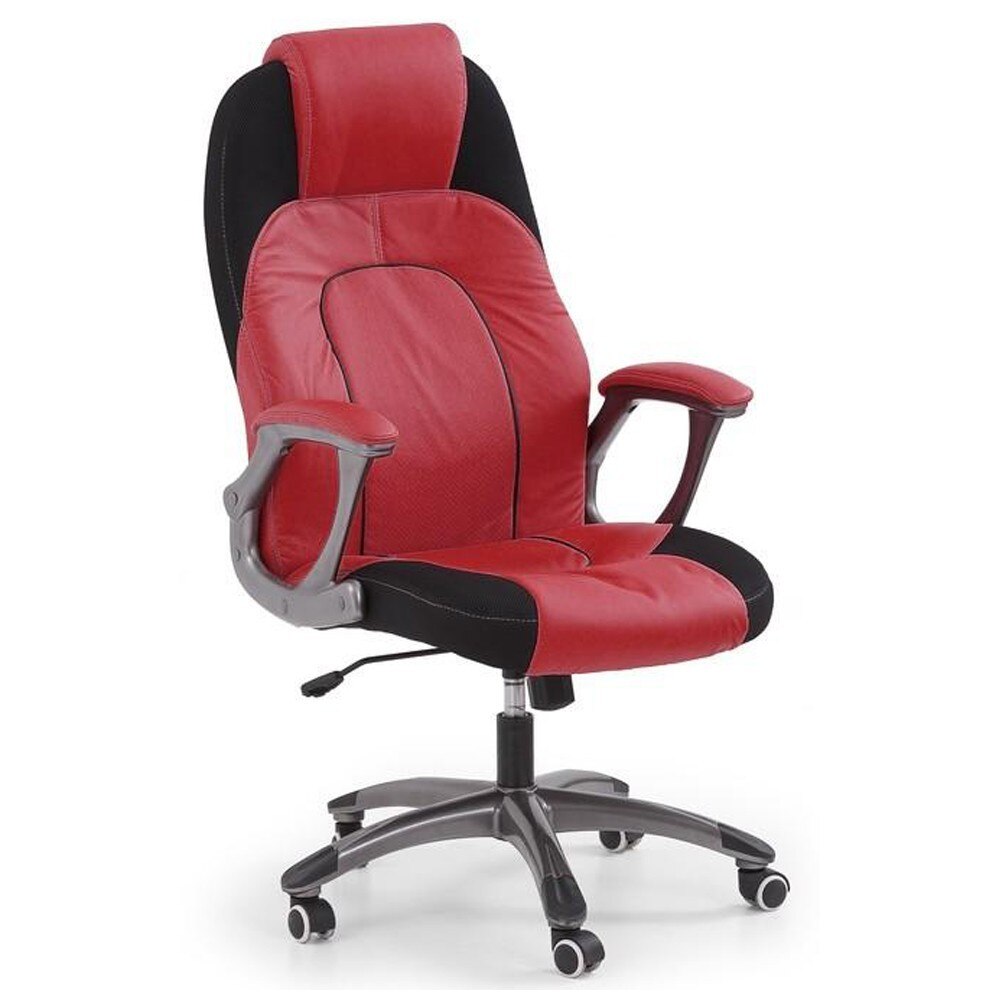 Scaun directorial piele ecologica, negru cu rosu AX Victor