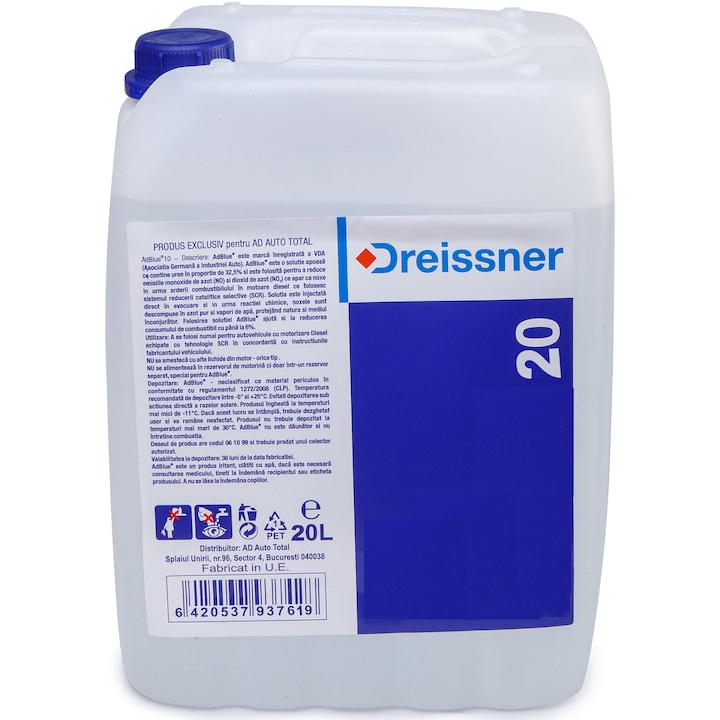 Добавка Dreissner AdBlue с фуния за пълнене, 20 л, За дизелови двигатели Euro 6