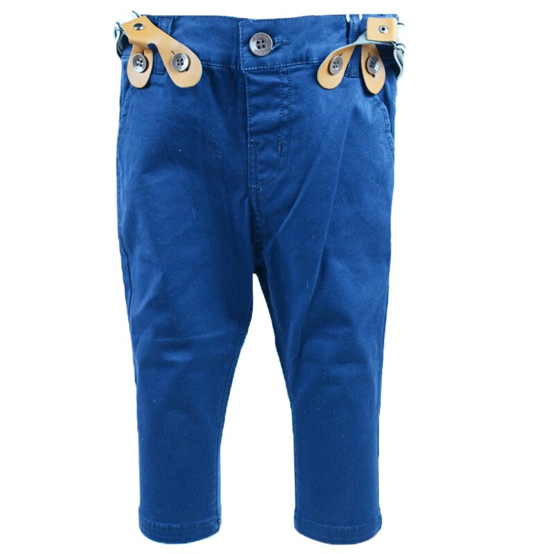 Pantaloni casual, baieti, Vitamins, cu bretele, uni, Bleumarin