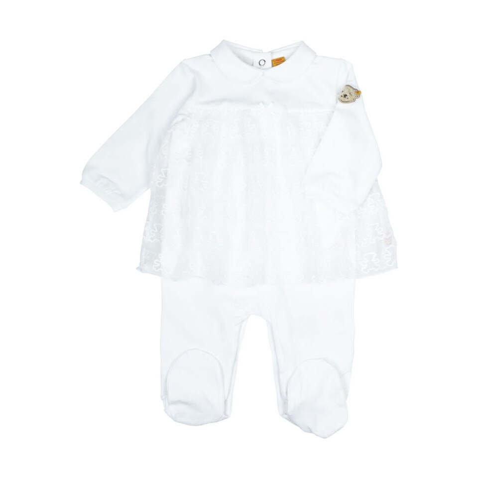 Salopeta festiva Steiff fete, alba, marimea 80 cm, 12 luni