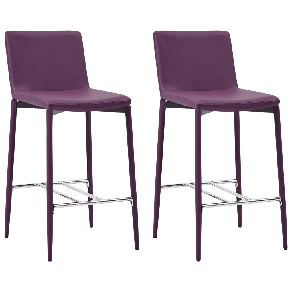 Set de 2 scaune de bar, vidaXL, Piele ecologica/Otel, 45 x 44 x 100 cm, Mov