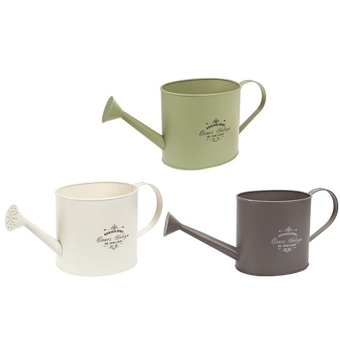 Set 3 ghivece metalice PMS 956031 tip stropitoare cu maner, 20 cm, culori pastel