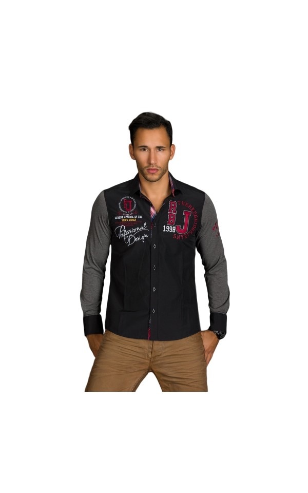 Camasa neagra cu inscriptii pe piept , marimea S