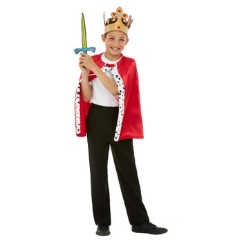 Set rege copii cu sabie, rosu, 8-12 ani, Smiffy Set rege copii cu sabie, rosu, 8-12 ani, Smiffy