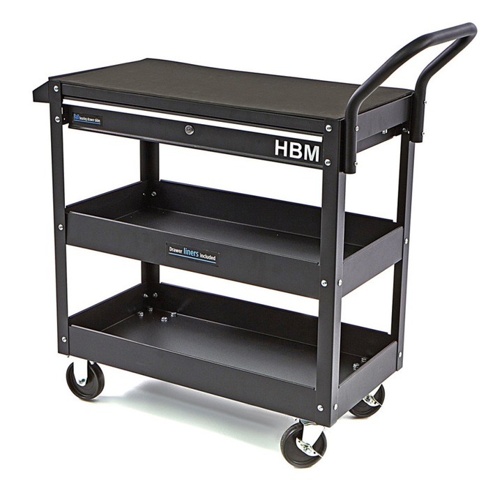 Carucior metalic, HBM, Negru, 950 x 950 x 385 mm