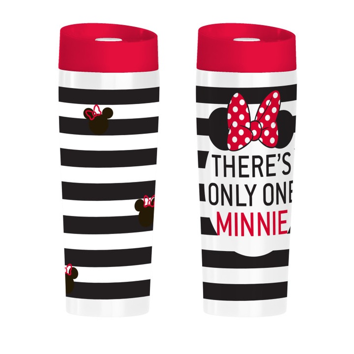 Cana termos 400ml Minnie negru dungi