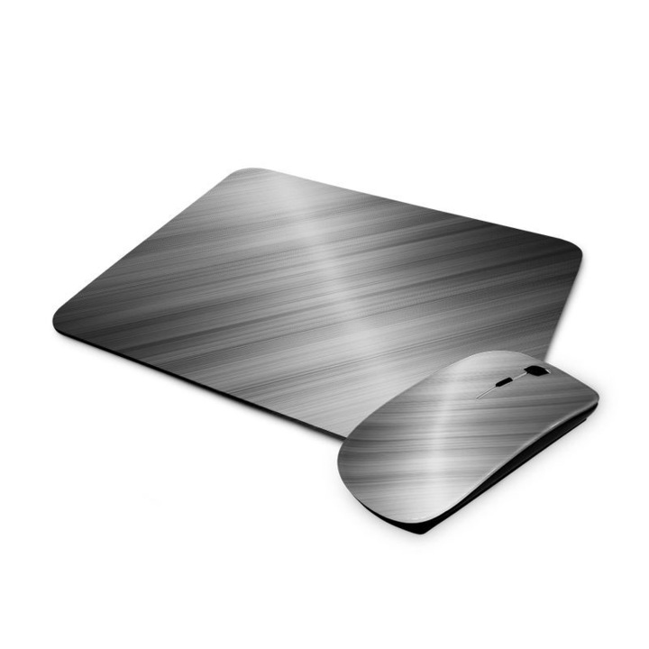 Acél mintás vezetéknélküli egér és egérpad