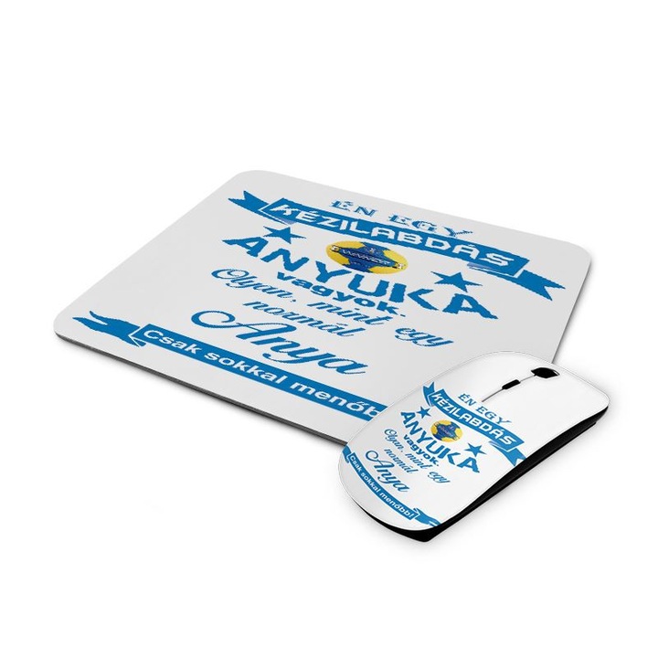 Kézilabdás anyuka mintás vezetéknélküli egér és egérpad