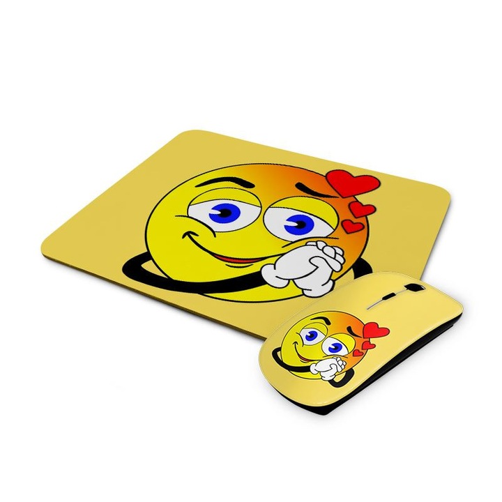 Smiley mintás vezetéknélküli egér és egérpad 1