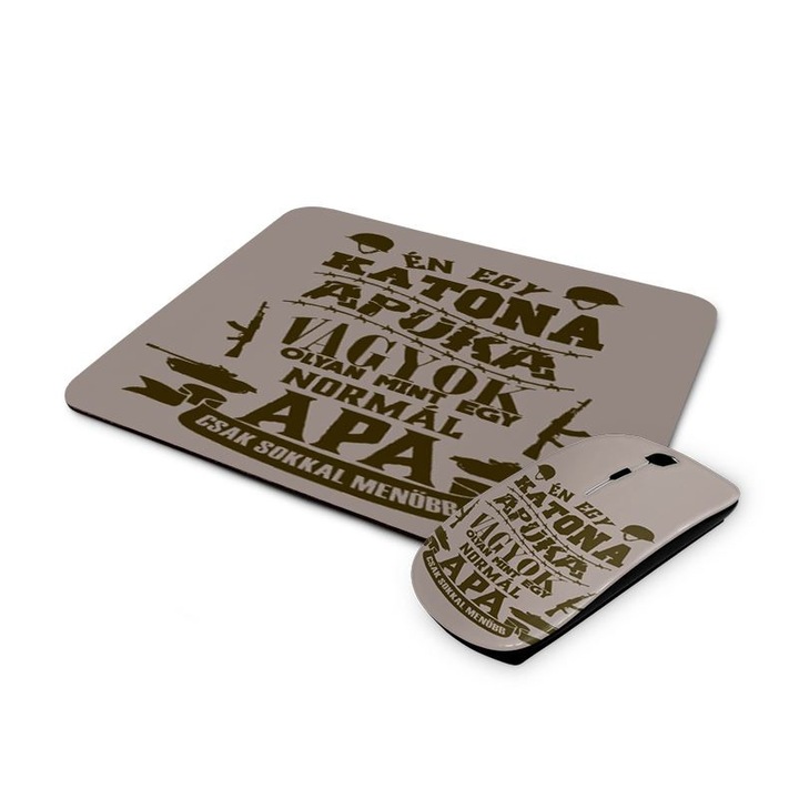 Katona apuka mintás vezetéknélküli egér és egérpad