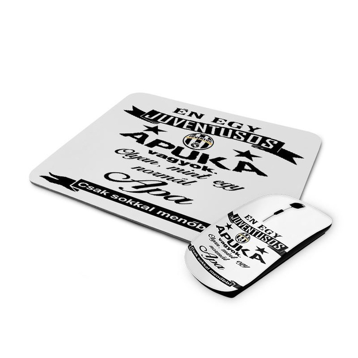 Juventusos apuka mintás vezetéknélküli egér és egérpad