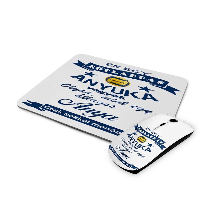 Röplabdás anyuka mintás vezetéknélküli egér és egérpad