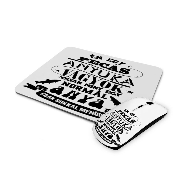 Pecás anyuka mintás vezetéknélküli egér és egérpad