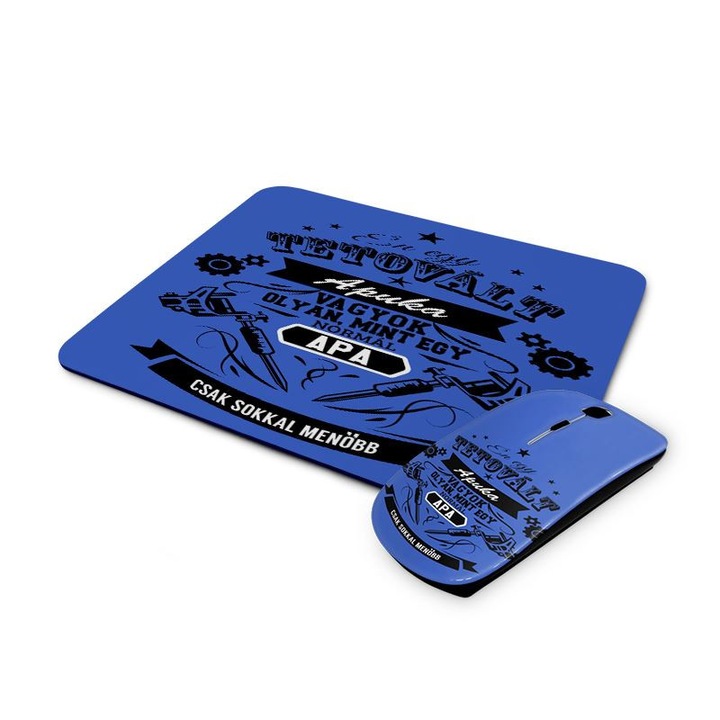 Tetovált apuka mintás vezetéknélküli egér és egérpad 5