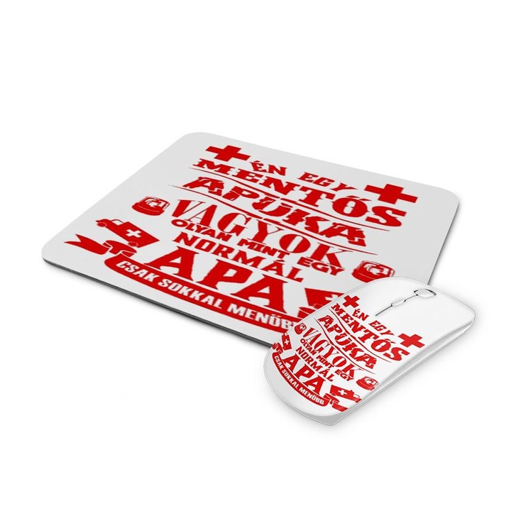 Mentős apuka mintás vezetéknélküli egér és egérpad